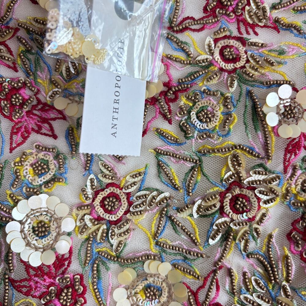 NWT Anthropologie Bhanuni Cottagecore Embroidered Sequin Floral Maxi Dress 8 - Picture 5 of 12
